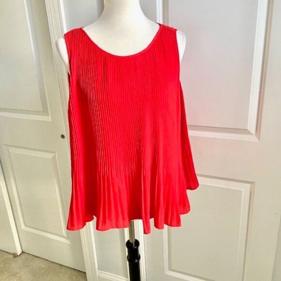 Banana Republic Tops - Banana Republic Orange Pleated Peplum Tank Top Size Large